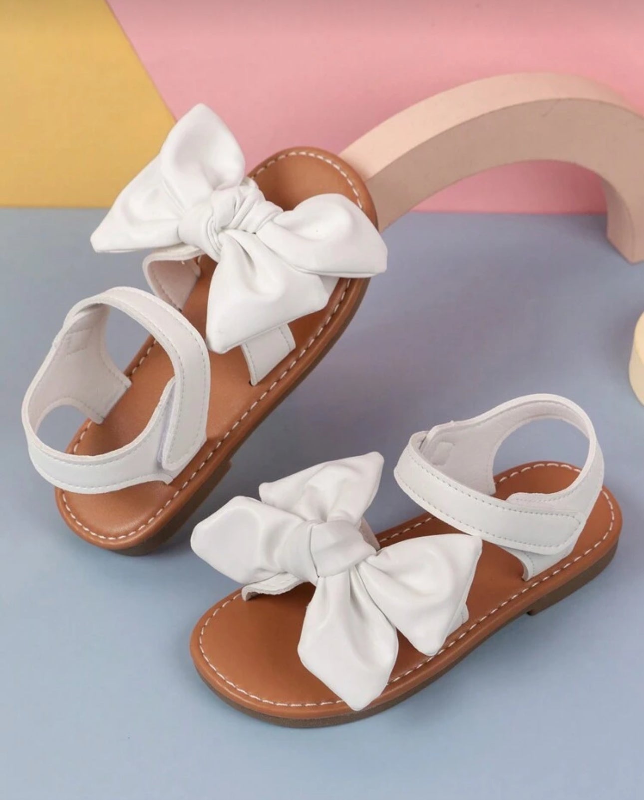 1pair Girls' Bow Knot Princess Sandals, Summer Casual Beach Shoes
