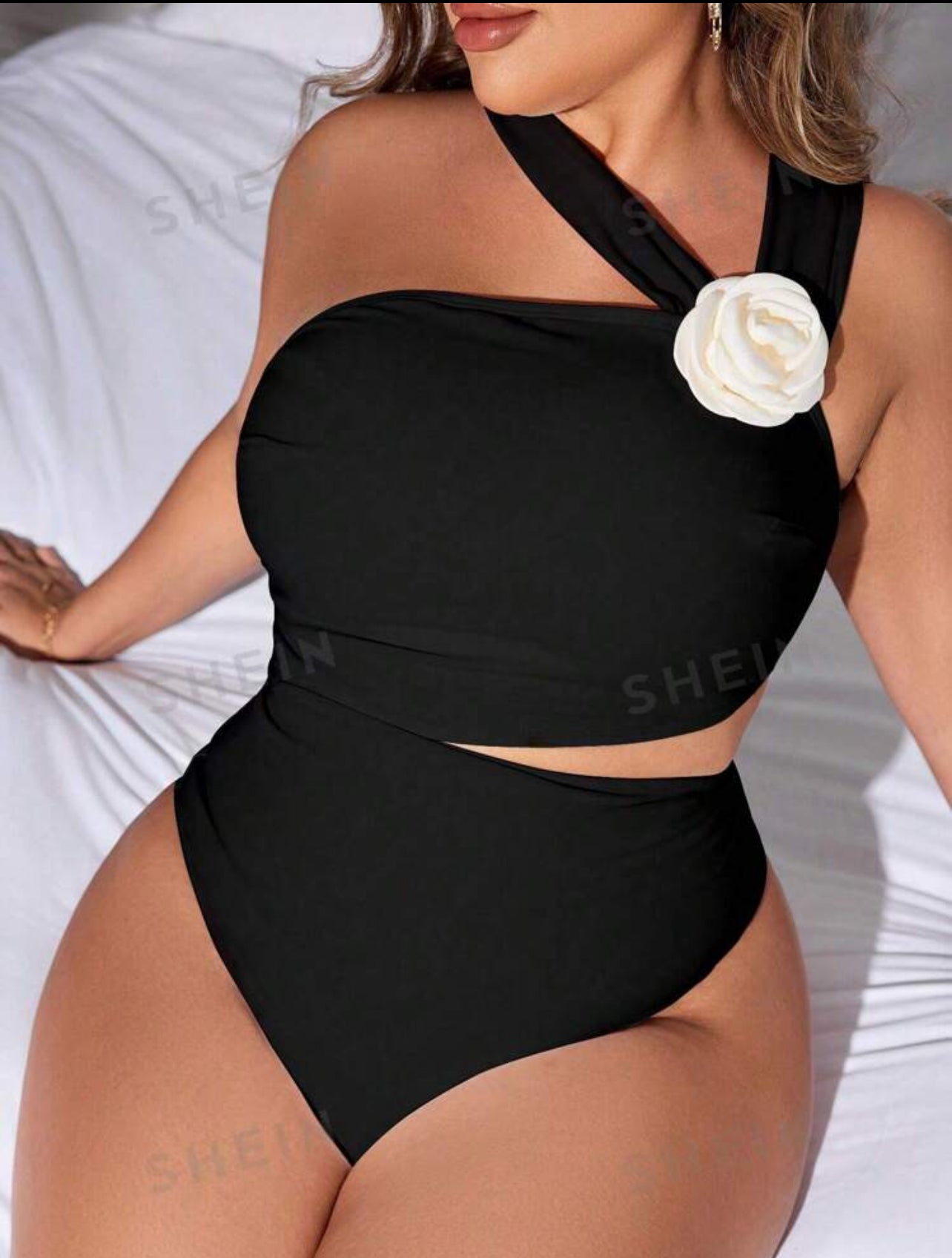 Plus Size 3D Floral Pattern Vacation One-Piece Swimsuit