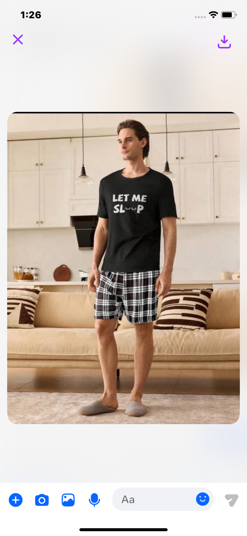 Men's Plaid Shorts And Short Sleeve Top Pajama Set