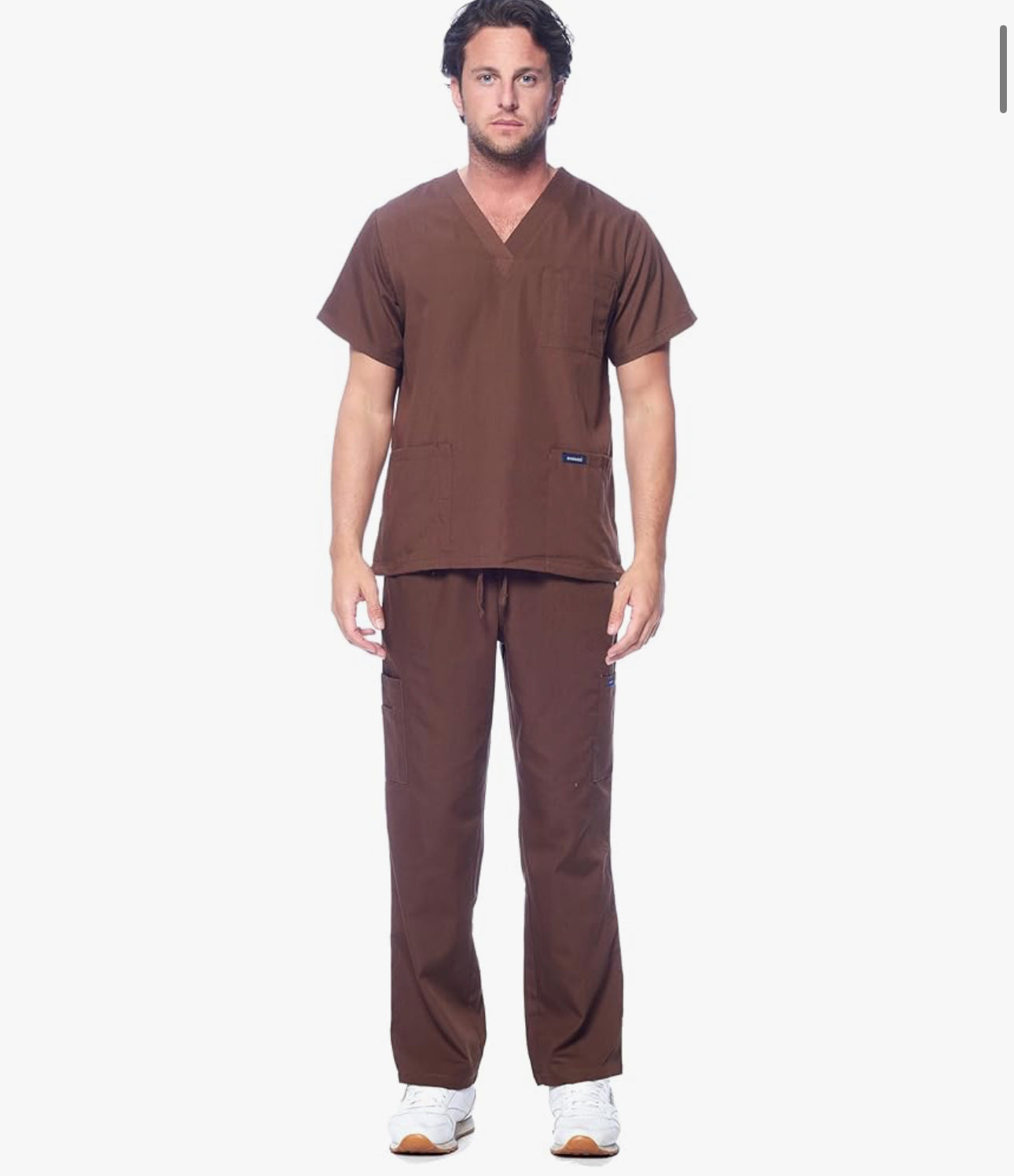 Dagacci Scrubs for Men Set - V-Neck Scrub Top and Cargo Pants - 8 Pockets Men Scrubs Set