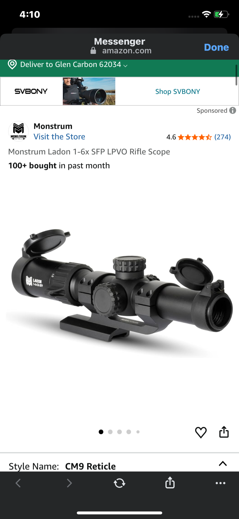 Monstrum Ladon 1-6x SFP LPVO Rifle Scope