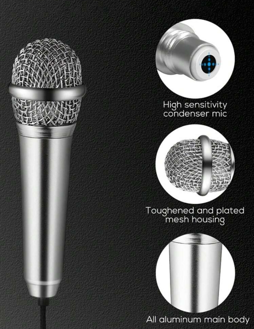 1pc Studio Portable Mini 3.5mm Stereo Studio Speech Mic Audio Microphone For Phone/Smart Phone Desktop Accessories,Vlog Mini Microphone, Recording Equipment