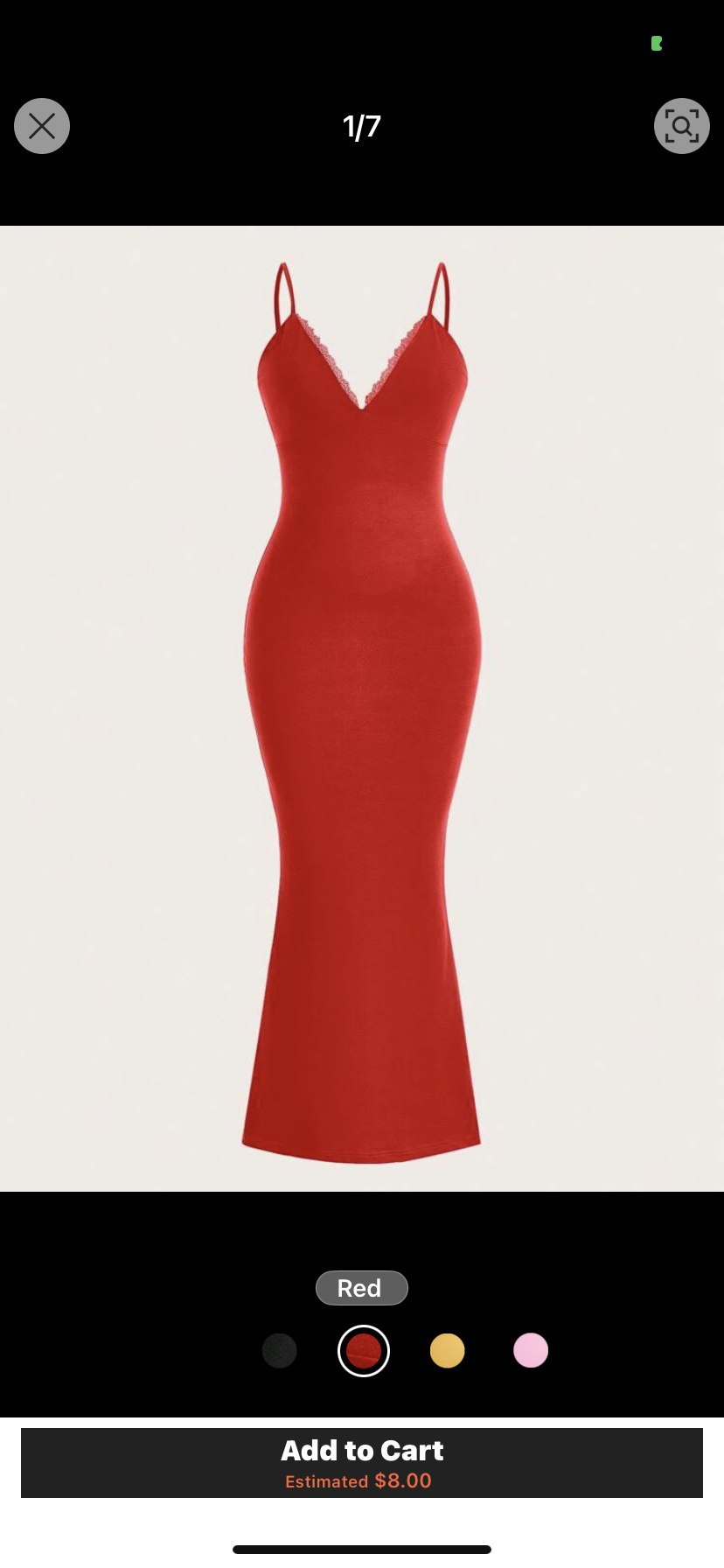 Slaydiva Sexy & Elegant V-Neck Lace Trimmed Women's Long Dress, Rose Red, Size H