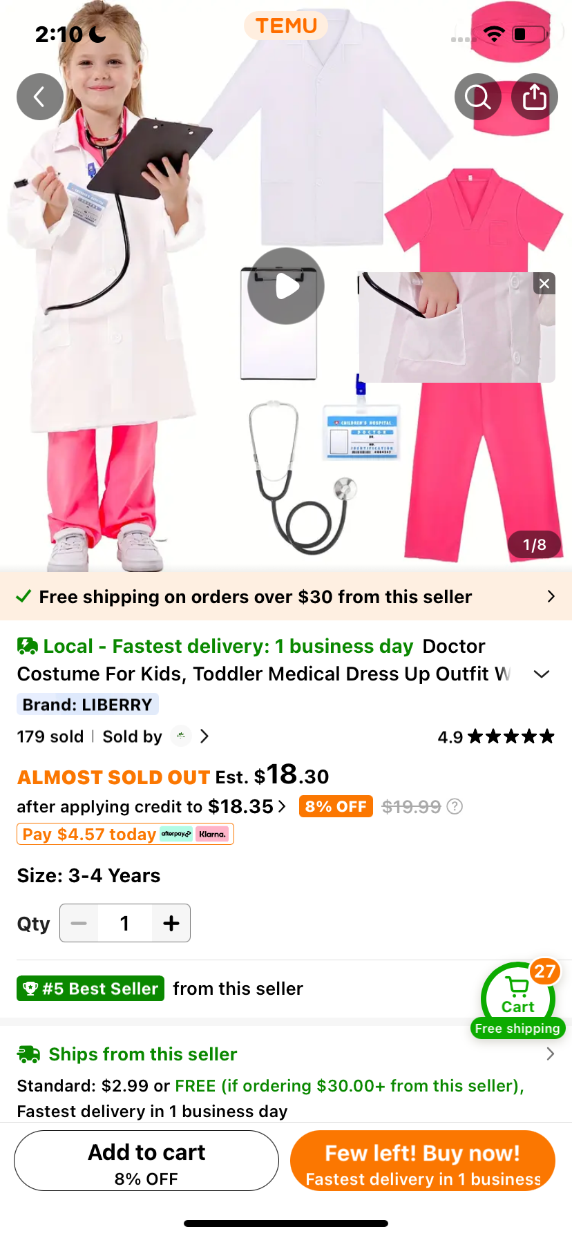 Doctor Costume For Kids, Toddler Medical Dress Up Outfit With Real Stethoscope, Pretend Play Coat Gift For Boys Girl Christmas, Halloween Gift