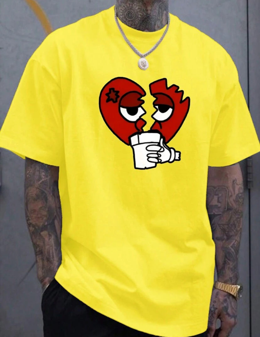 Men's Summer Casual Cartoon Printed Round Neck Short Sleeve T-Shirt