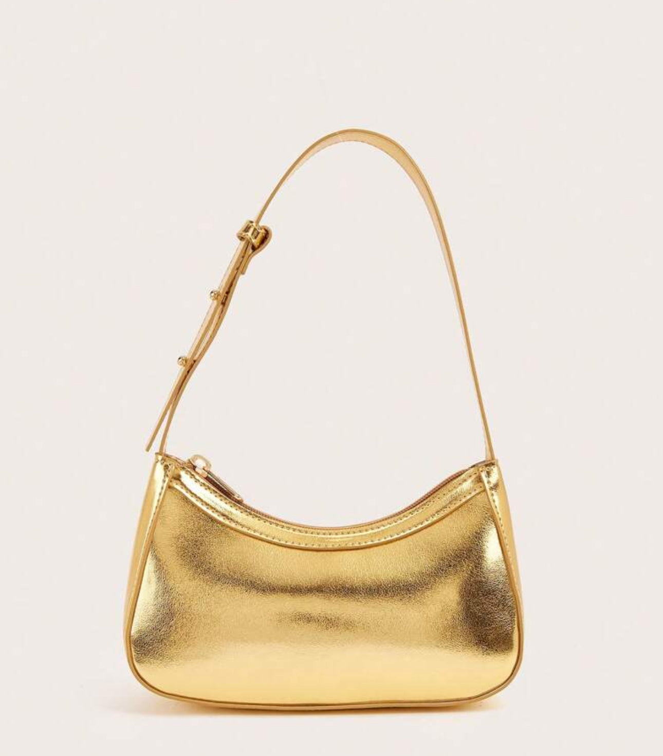 1pc Mirrored Silver Color Handbag, Shiny Leather Reflective Clutch For Girls