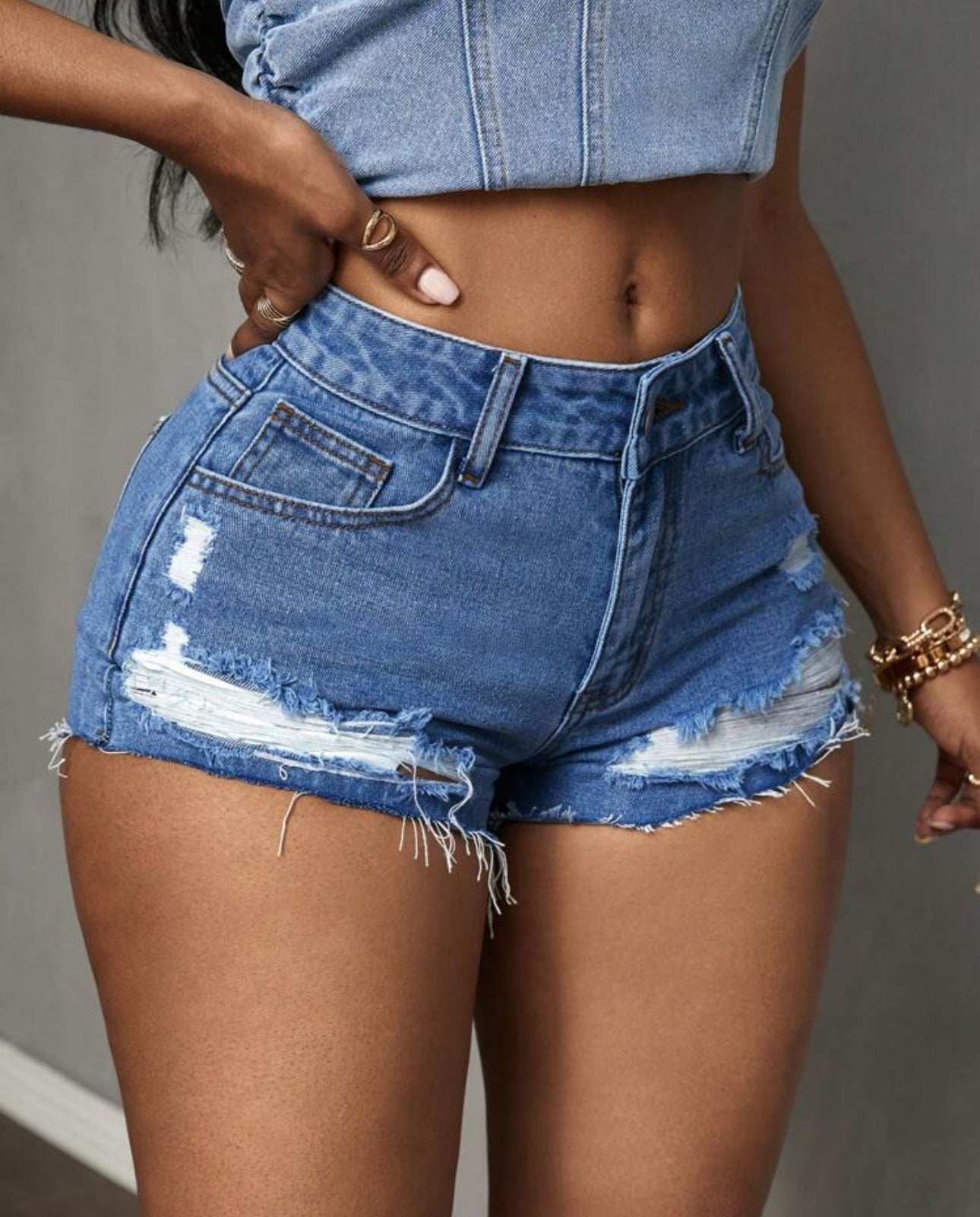Slaydiva Summer Casual Distressed Frayed Denim Shorts