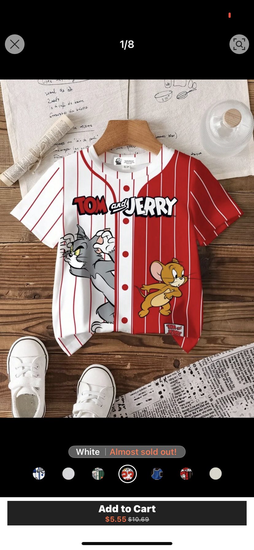 TOM & JERRY X SHEIN Young Boy Summer Casual Sports Cartoon And Letter Print Two Tone Striped T-Shirt
