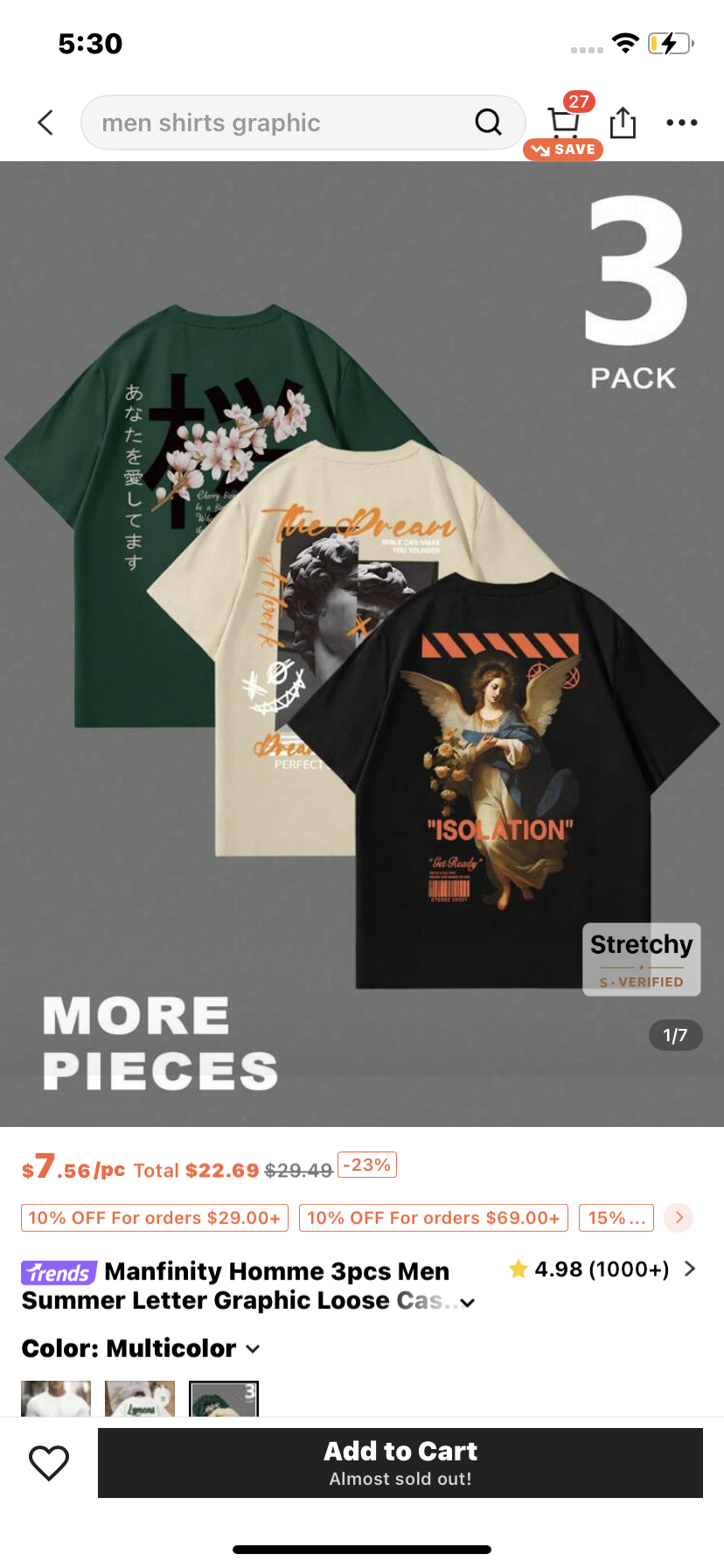 Manfinity Homme 3pcs Men Summer Letter Graphic Loose Casual Tee Crew Neck Short Sleeve T-Shirts, For Friends