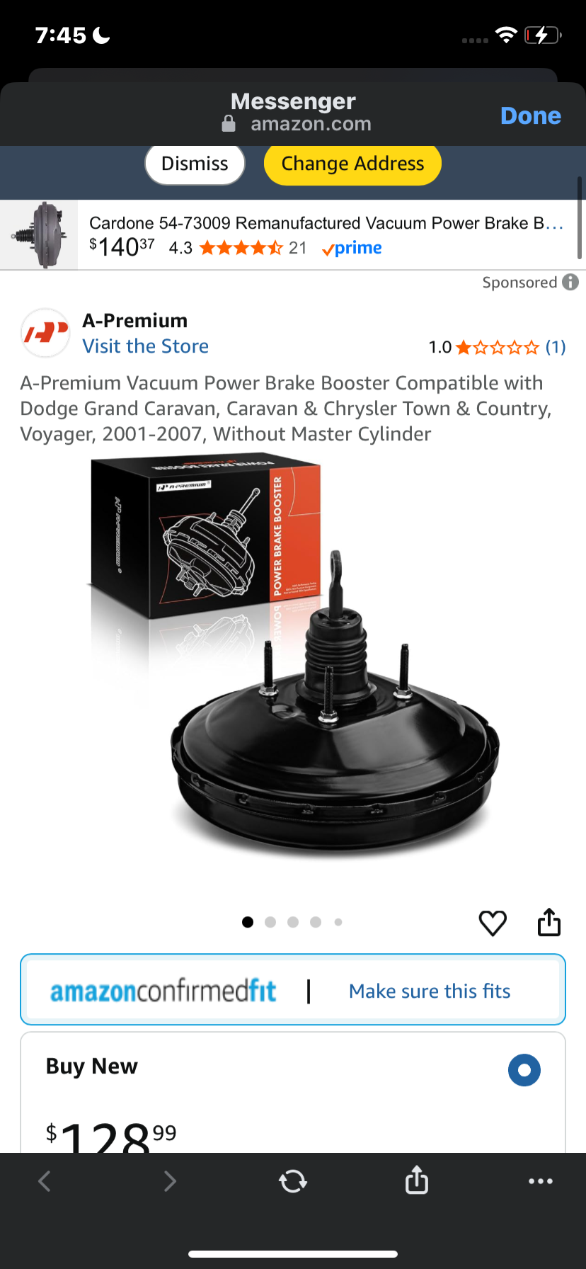 A-Premium Vacuum Power Brake Booster Compatible with Dodge Grand Caravan, Caravan & Chrysler Town & Country, Voyager, 2001-2007, Without Master Cylinder