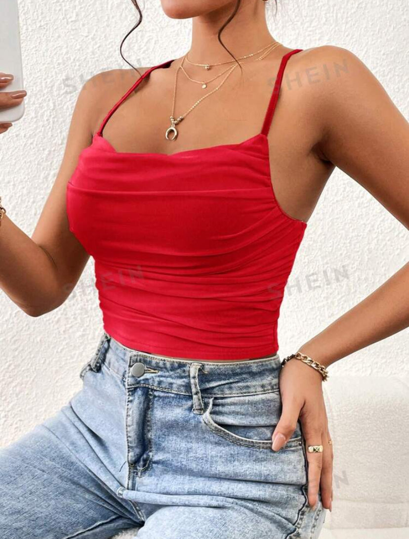 SHEIN Essnce Solid Ruched Cami Top