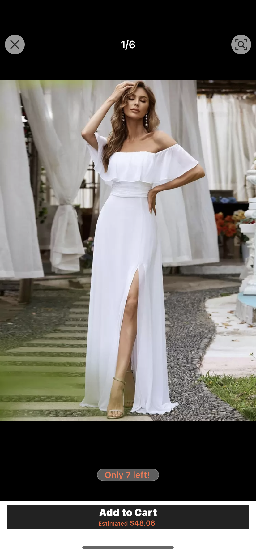 Elegant Ruffle Off Shoulder Thigh Split Prom Dress White Bridal Shower Gown Wedding Dresses,Bride