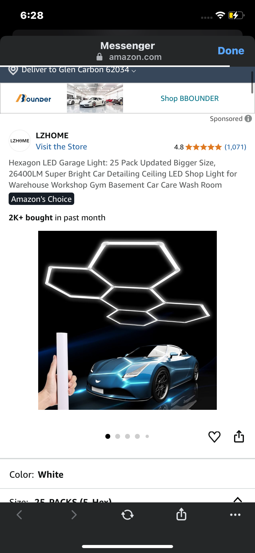 Hexagon LED Garage Light: 25 Pack Updated Bigger Size, 26400LM Super Bright Car Detailing Ceiling LED Shop Light for Warehouse Workshop Gym Basement Car Care Wash Room