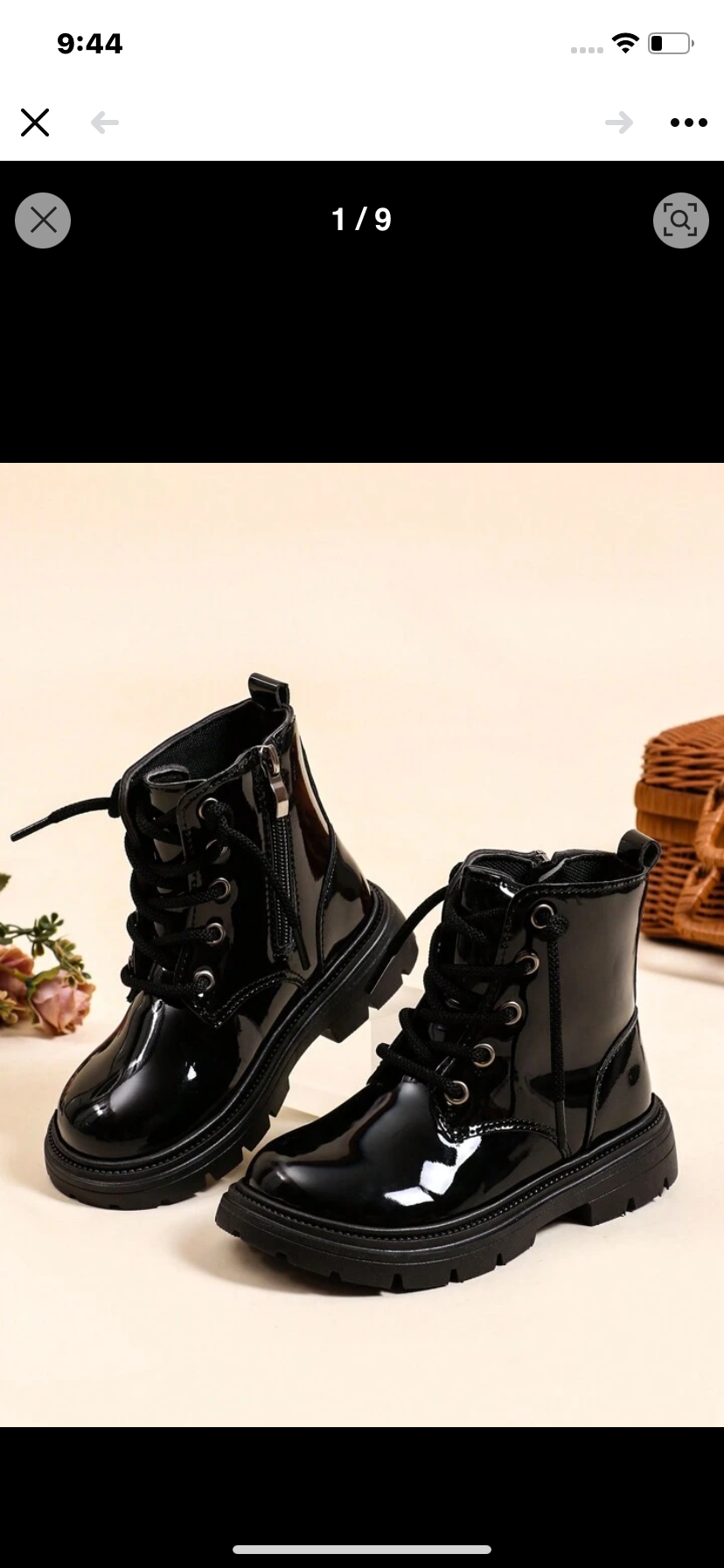 1 Pair Solid Color Lacquer Leather Comfortable & Fashionable Children Boots