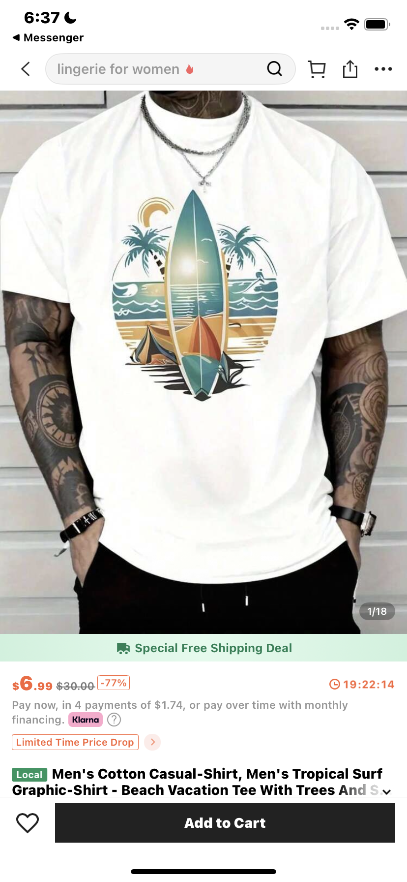 Men's Cotton Casual-Shirt, Men's Tropical Surf Graphic-Shirt - Beach Vacation Tee With Trees And Surfboard Design VE4Y