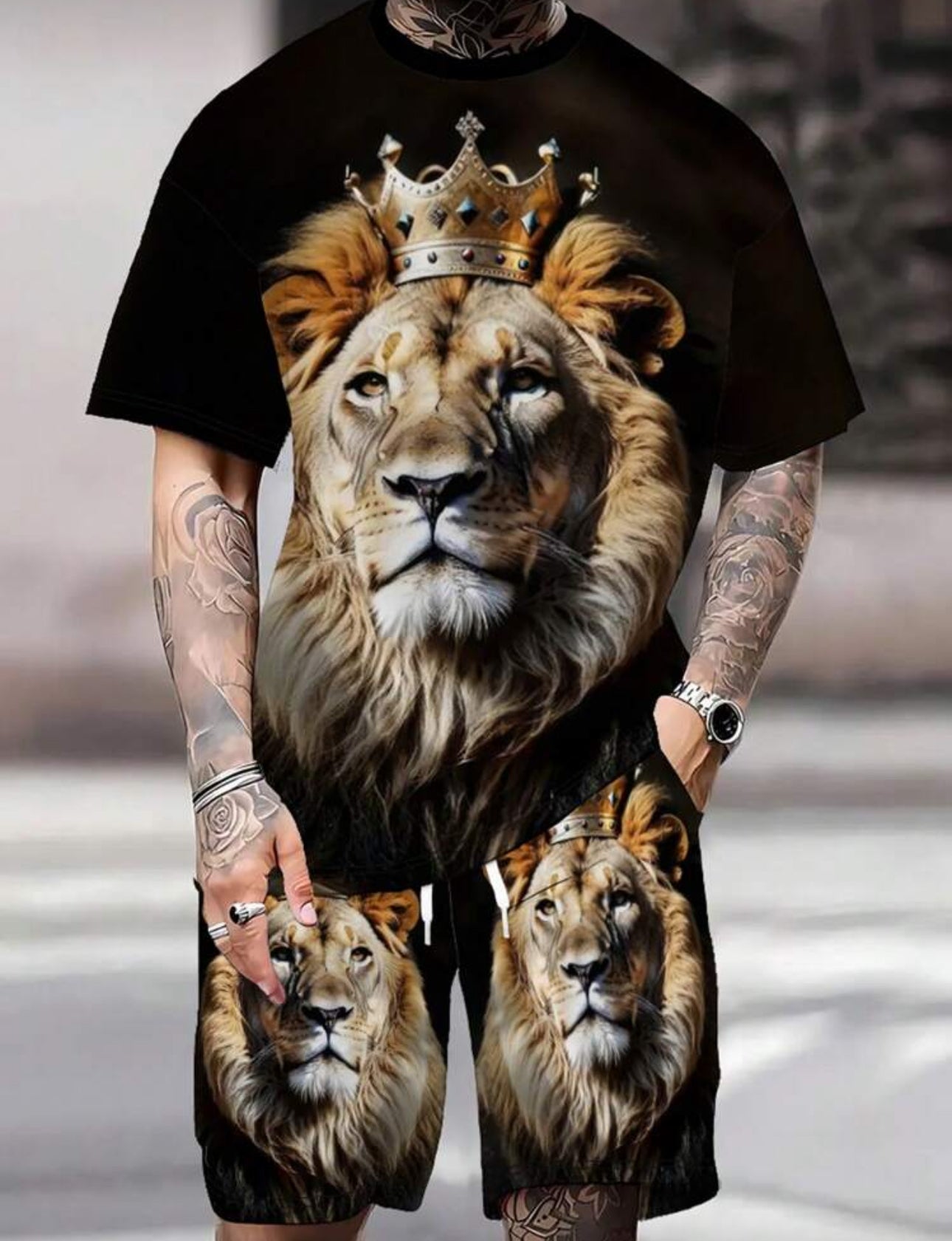 Men'S Breathable Outdoor Casual T-Shirt And Shorts Set, Summer 3D Printed Outfit For Adults.