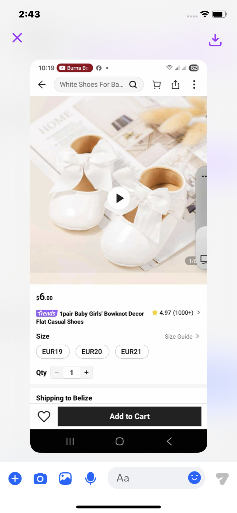 1pair Baby Girls' Bowknot Decor Flat Casual Shoes