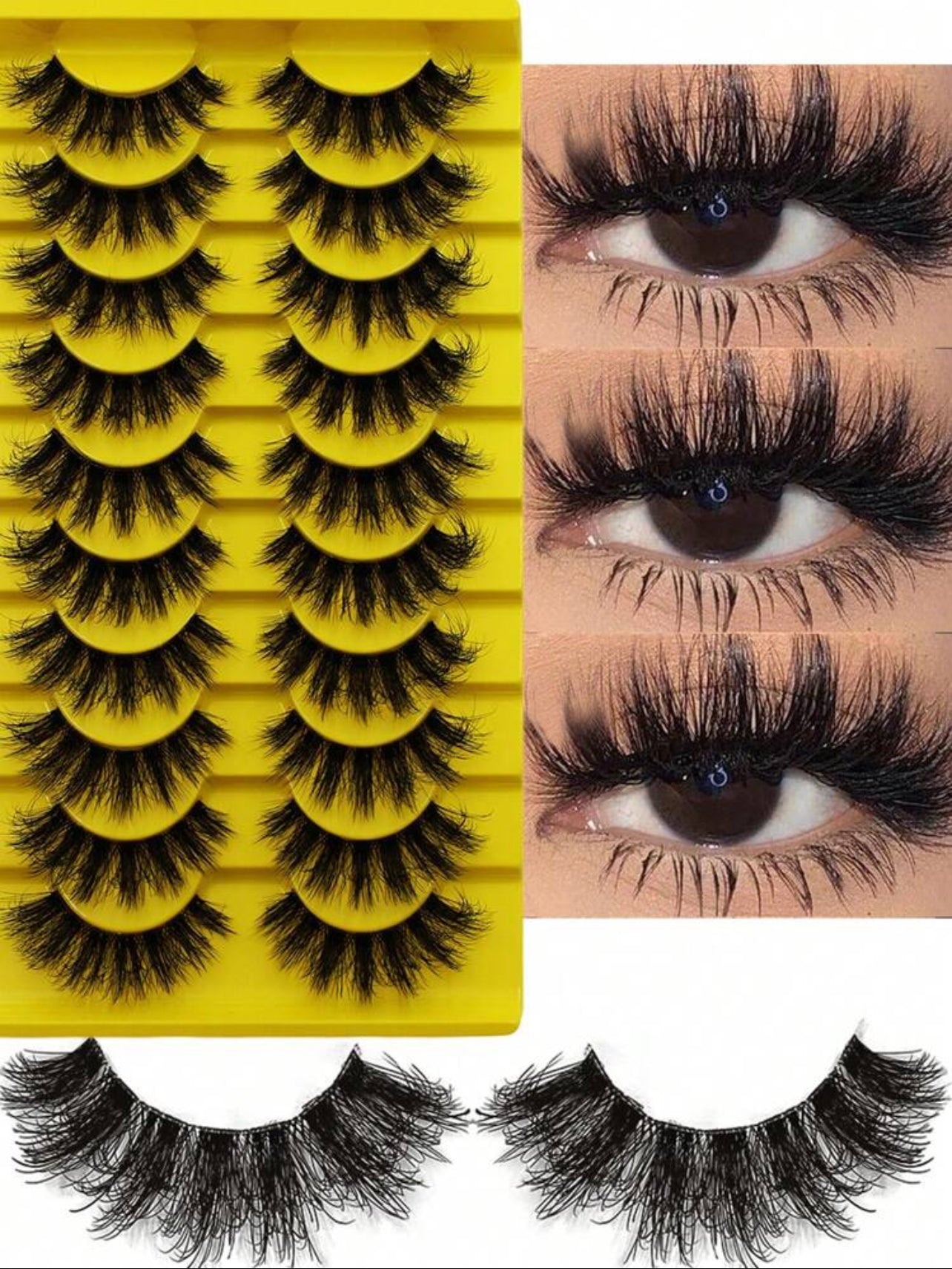 10Pairs 3D Fluffy False Eyelashes For Dramatic Fake Eyelashes Messy False Eyelashes Fluffy Thick Lashes