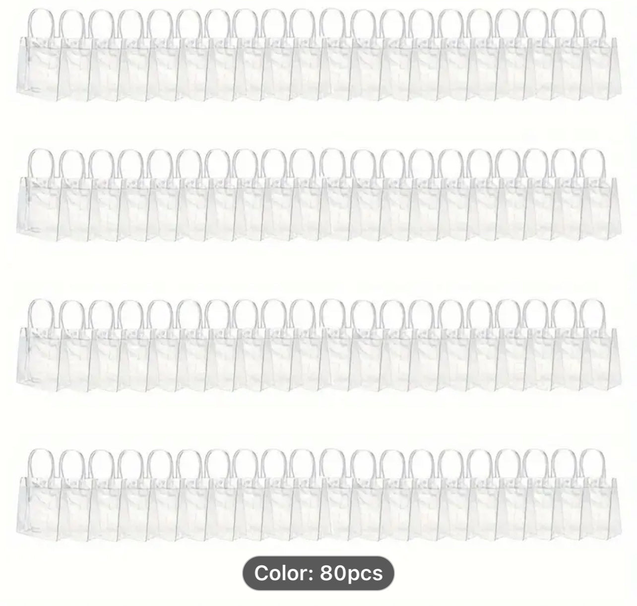 80pcs Durable Reusable Clear PVC Gift Bags with Handles - Perfect for Mother's Day, Easter, Christmas, Weddings & Birthdays