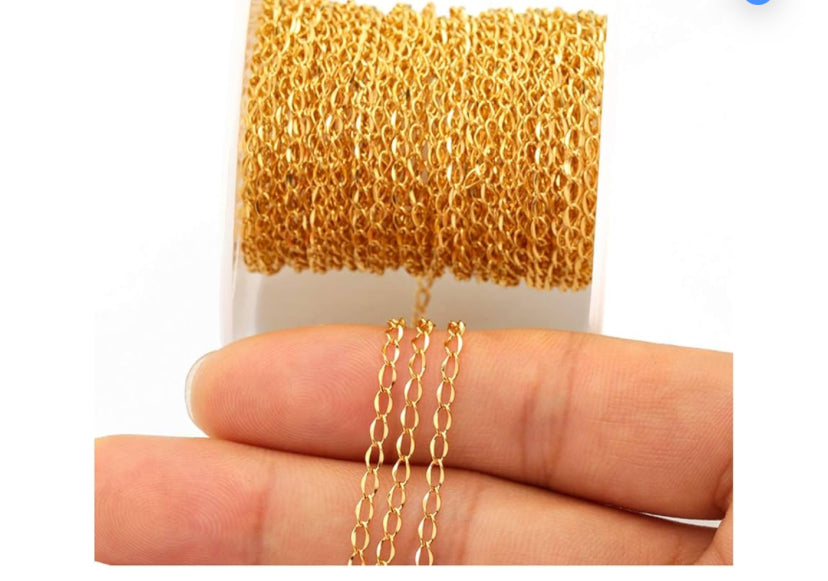 33FT Gold Silver Twisted Cable Chains Stainless Steel Necklace Jewelry Chains Extender Chains Link Bulk for Jewelry Makings