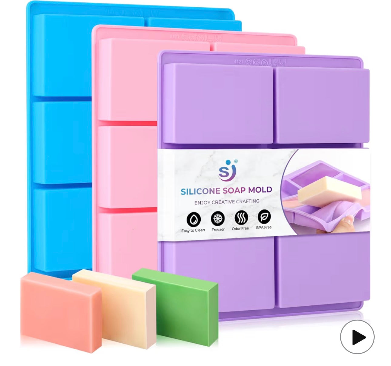 SJ Silicone Soap Molds 2 Packs, Flower Soap Molds for Soap Making,12 Cavities Different Shapes Mold for Craft Soap, Jelly, Chocolate, Candy, Lotion Bar, Bath Bombs & Ice Cube(Purple & Pink)