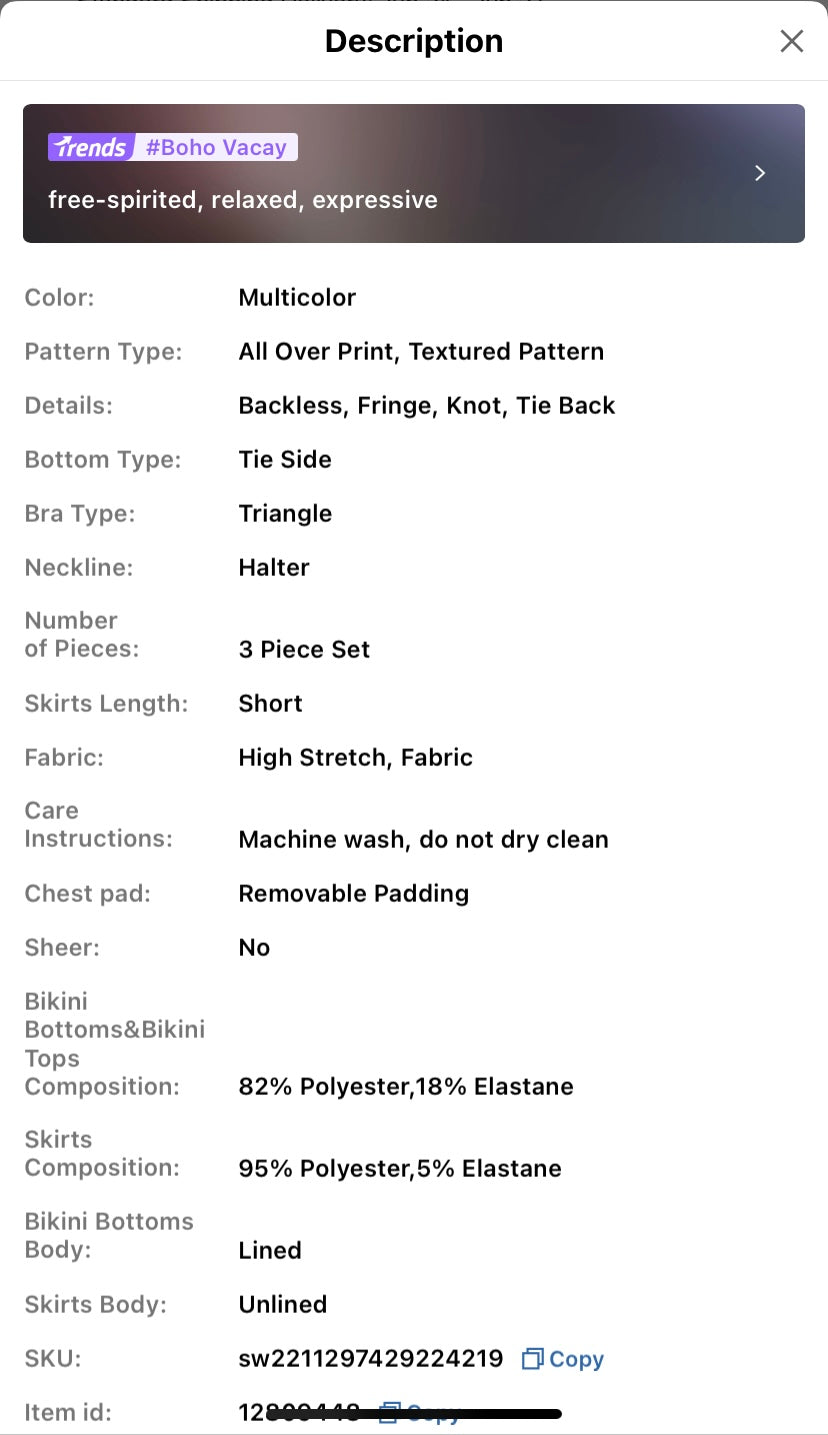 Swim Allover Print Halter Triangle Bikini Set With Beach Skirt