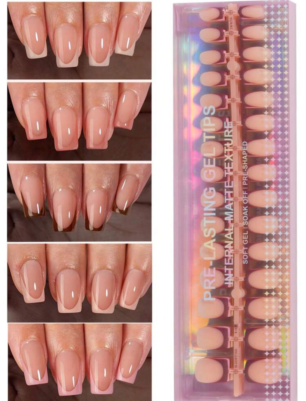 150pcs Flesh Tone French Press-On Nails - Short Square Tip Soft Gel Fake Nails, Acrylic Nail Extensions
