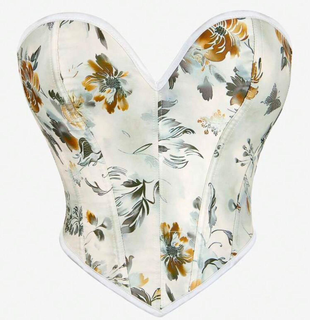 Busty Corset Top With Ink Painting Style, Strapless Bustier Shapewear Crop Tops For Women With Back Tie, Tight Fit Undershirt