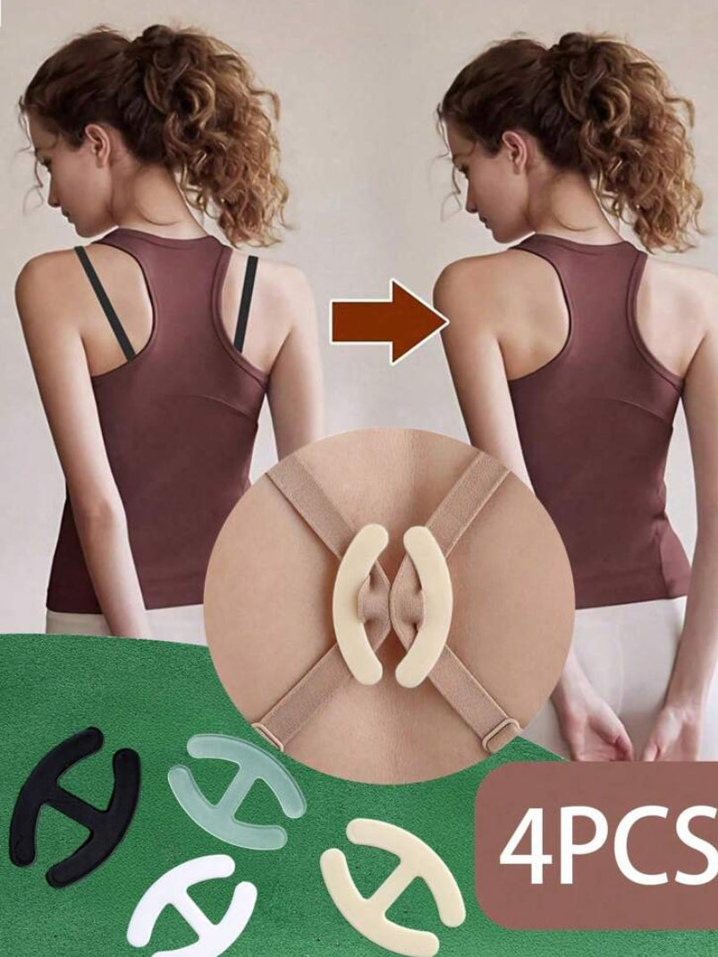 4pcs/2pcs Flower Shaped Bra Strap Clips, Invisible Anti-Slip Bra Strap Holders Women's Undergarment Accessories Invisible Slip-Proof Bra Strap Buckle For Lingerie - Crossback Straps, Transparent Buckle, Anti-Slip