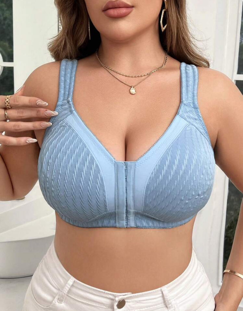 Front Closure Plus Size Comfortable Wireless Bra, 1pc