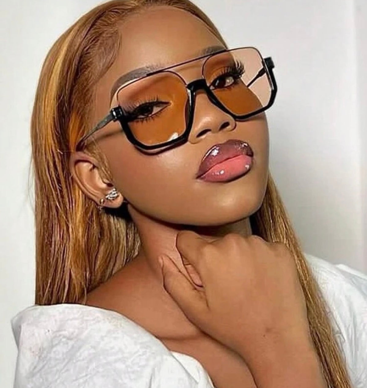 1pc Fashion Half-Frame Square Fashion Glasses, Versatile Retro Personalized Accessory For Street Photography, Summer Vacation, Beach