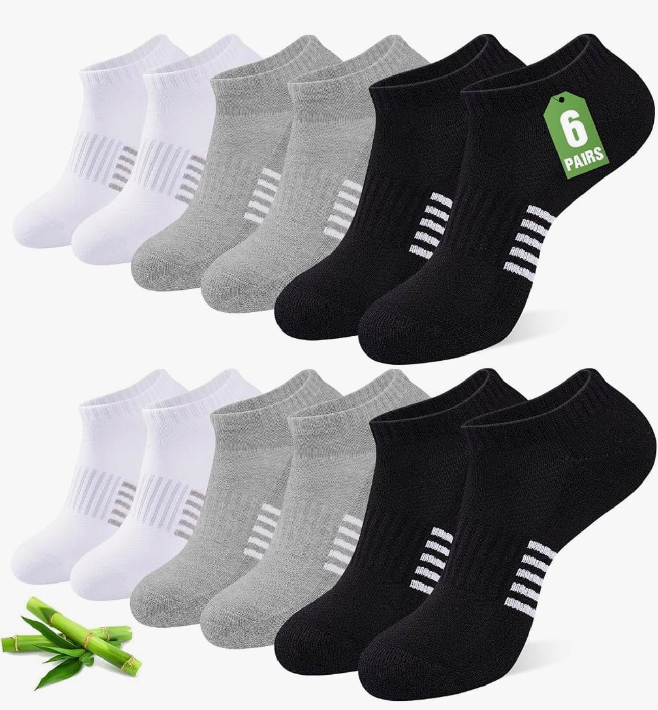 Ankle Socks for Women, 6/12 Pairs Bamboo Viscose Breathable Cushioned Moisture Wicking Athletic Running Casual Low Cut Socks