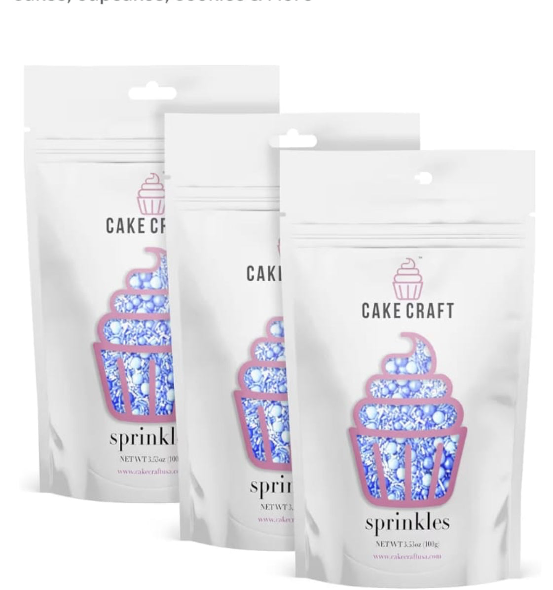 Cake Craft Blue Sprinkles Mix – 3-Pack (100g Each) | Sugar Strands & Sugar Pearls | Elegant Mixed Sprinkles for Cakes, Cupcakes, Cookies & More