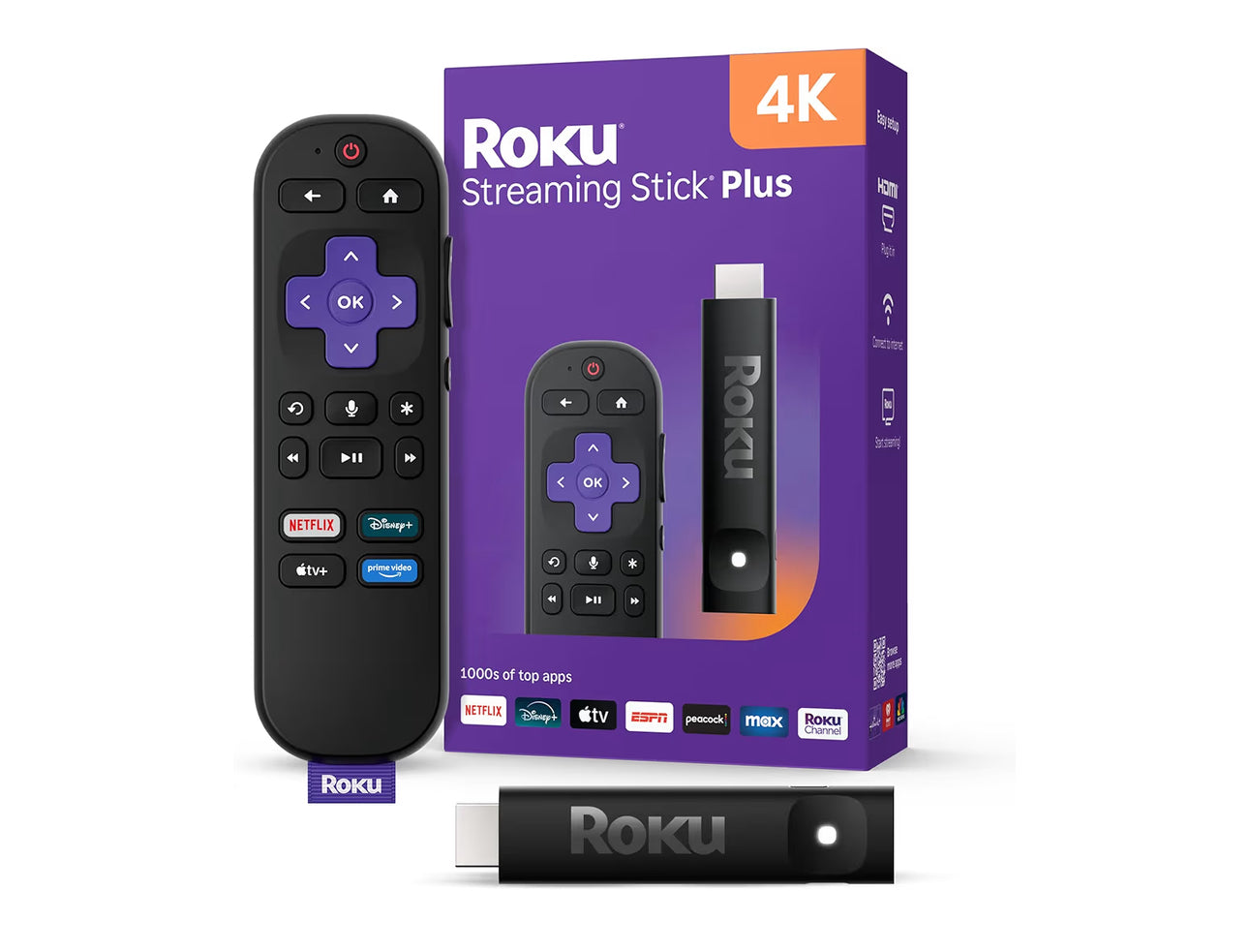 Roku Streaming Stick Plus 2025 - 4K & HDR Roku Streaming Device for TV with Voice Remote - Free & Live TV