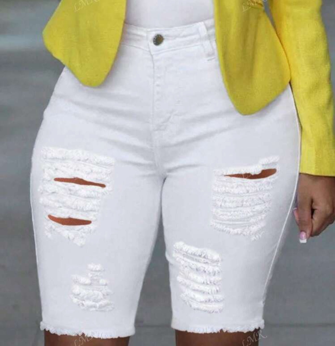 Ripped Skinny Solid Color Pocketed Casual Denim Shorts For Summer