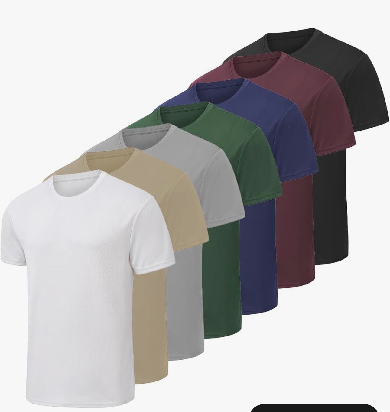 Men's 7-Pack Quick Dry Athletic T-Shirts - Crew Neck Short Sleeve Moisture Wicking Gym Top, Breathable Stretch