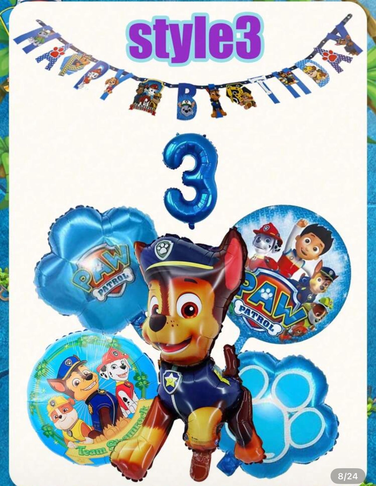 Paw Patrol 7 PCS Paw Patrol Theme Birthday Party Decorations Kit With Number Balloon - Officially Licensed Chase & Skye Theme Decor For Boy