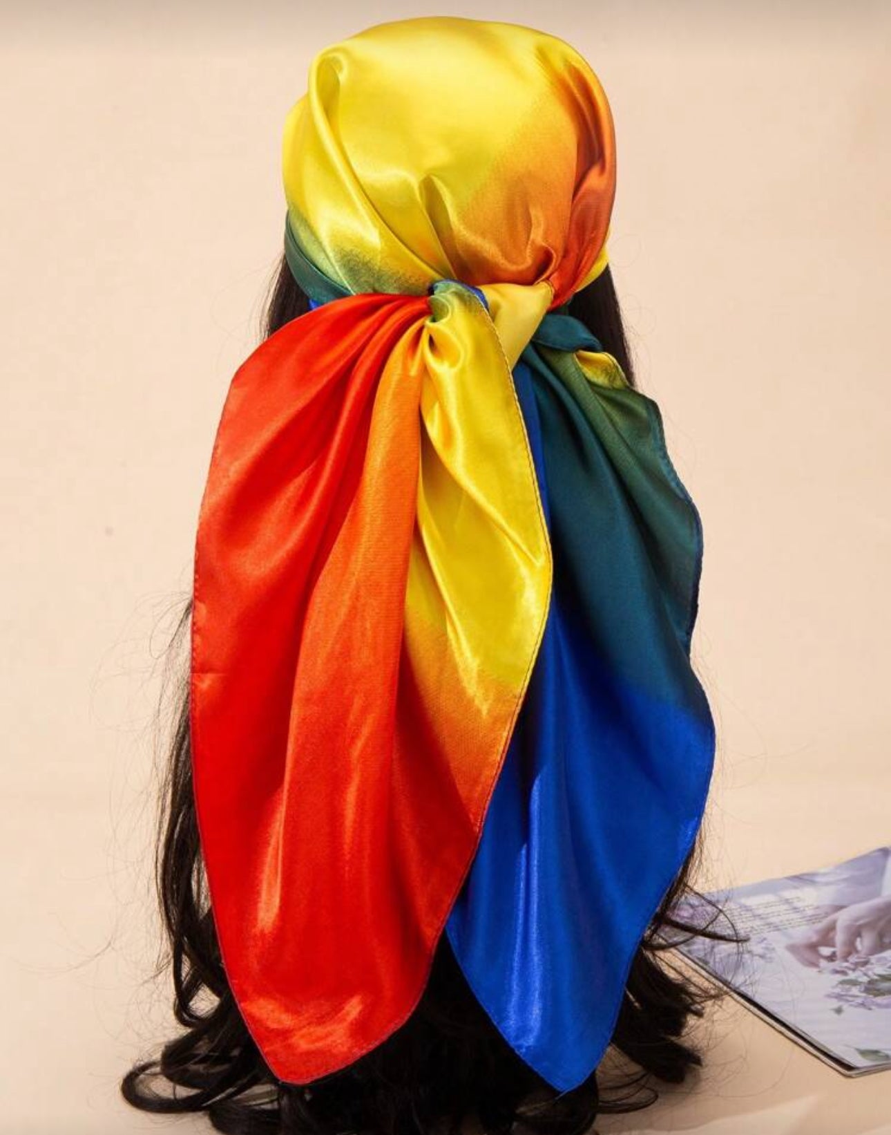 1 Women Bandana Piece Satin Gradient Square Scarf Shawl,Fashion Headwrap