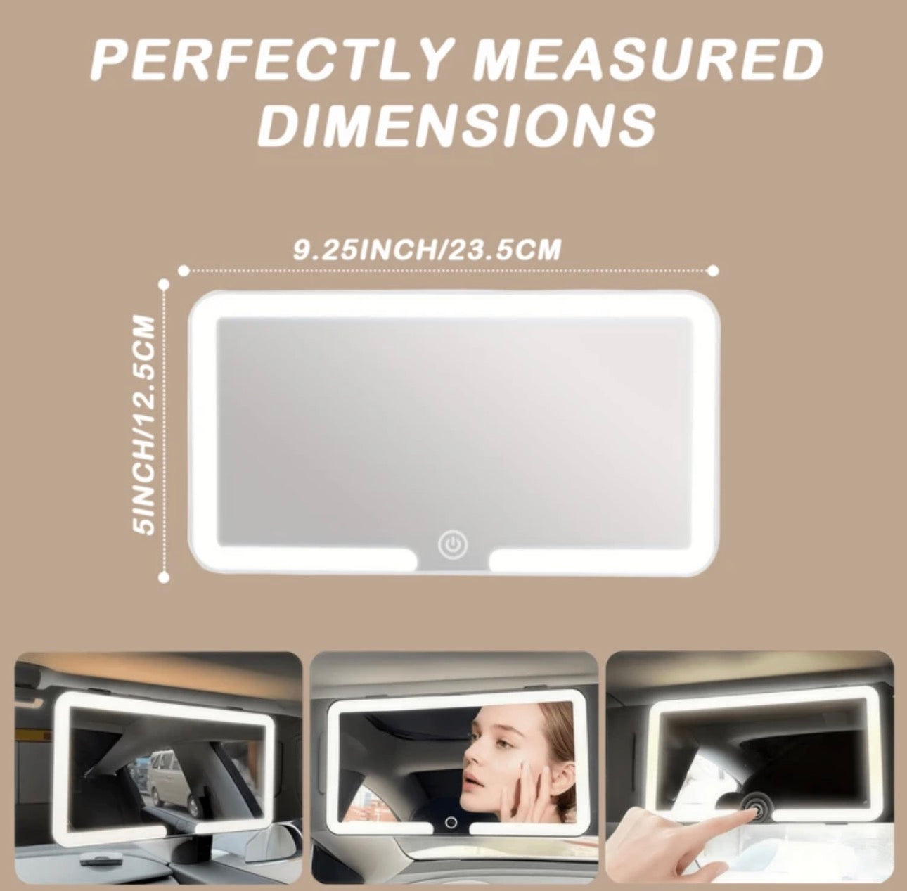 Ultra-Thin Car Sun Visor Rechargeable Makeup Mirror With 3 Light Modes And LED For Cars And Trucks With Dimmable Touch Screen, Compatible With Multiple Vehicles, Car LED Accessories