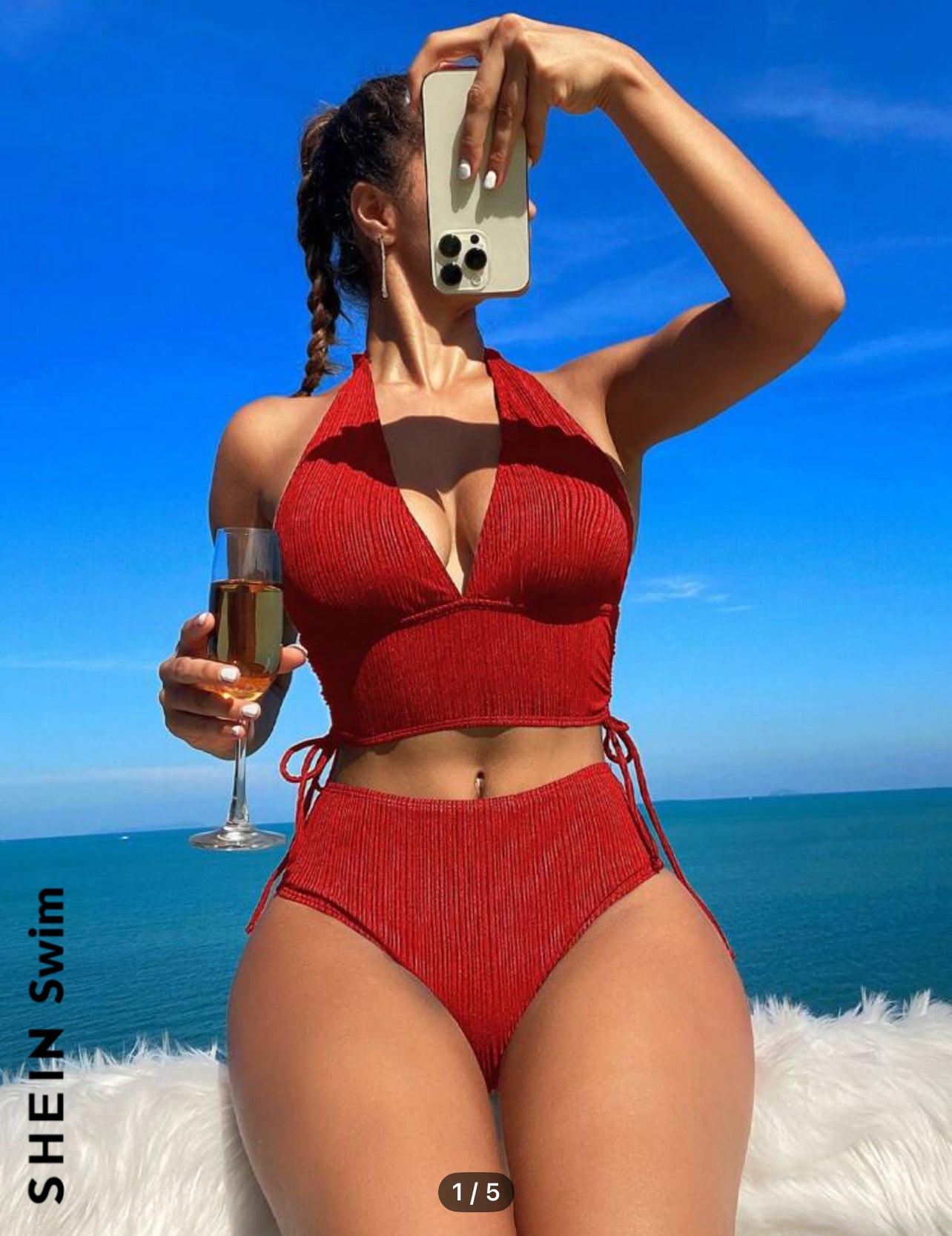 SHEIN Swim 2022 Minimalist Solid Color Bikini Summer