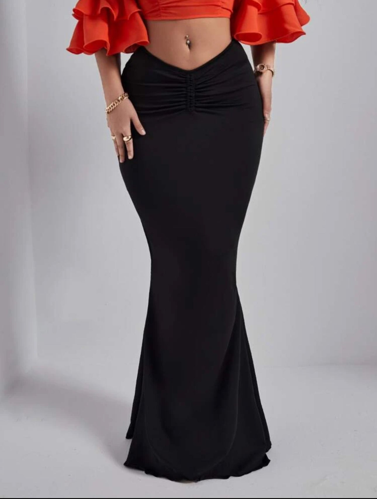 SXY Spring And Summer 's Skirt With Ruffled Front Mermaid Hem