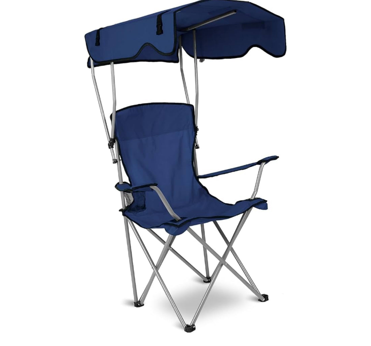 Foldable Beach Canopy Chair Sun Protection Camping Lawn Canopy Chair 330LBS Load Folding Seat w/Cup Holder for Beach Poolside Travel Picnic