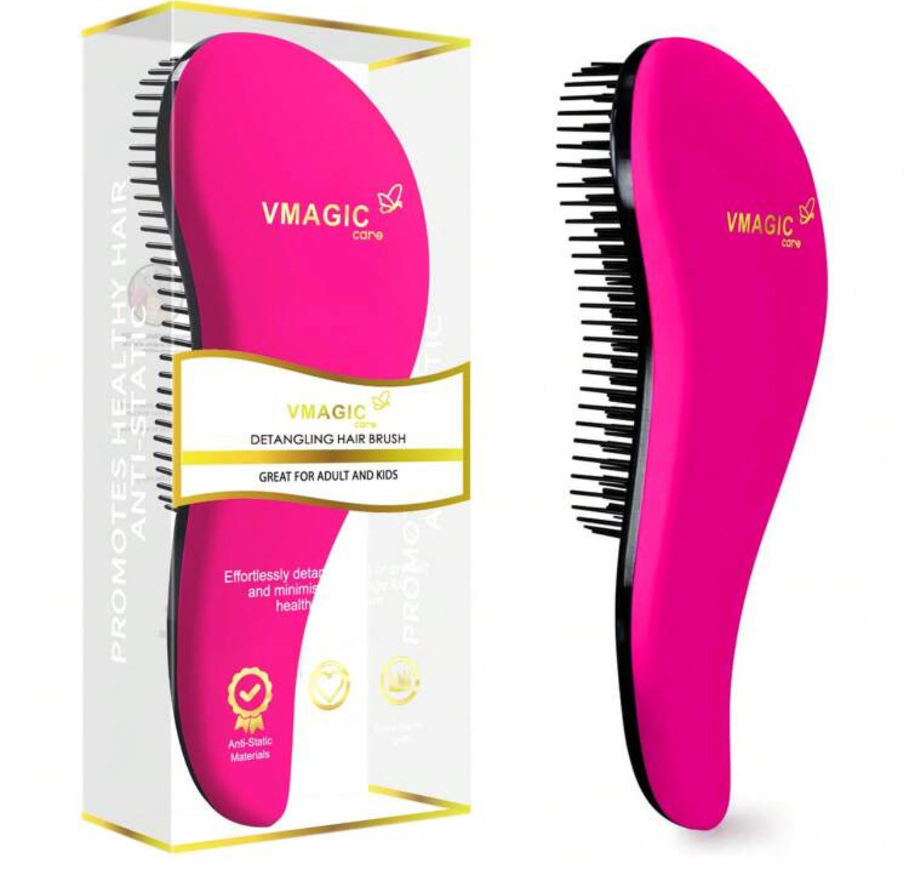 Detangling Brush - Glide The Detangler Brush Through Tangled Hair - Best Brush / Comb For Women & Men - Use In Wet And Dry Hair (RoseRed) Hair Brush