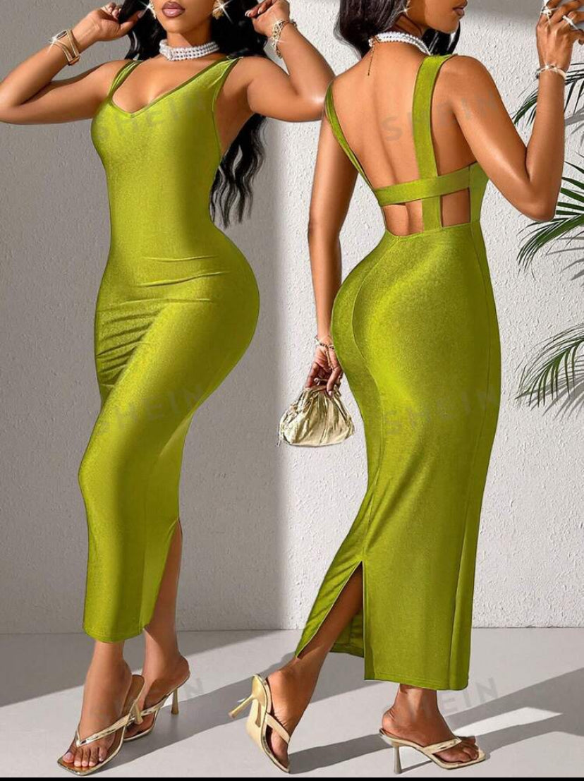 Sexy Backless,Exquisite Temperament, High-End Dark Green,Maxi Women Dresses