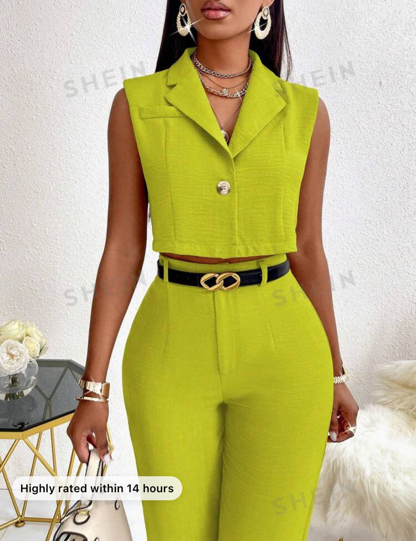 SHEIN Lady Solid Wrap Vest Blazer