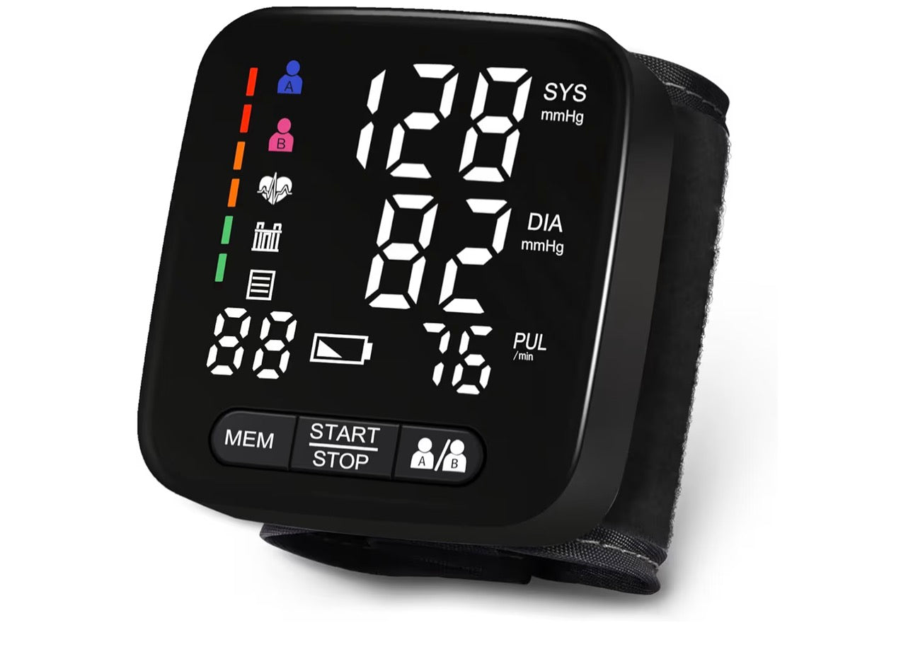 Wrist Blood Pressure Monitor, Tovendor Home Automatic Blood Pressure Cuff Wrist with 2 AAA Battery and Portable Carrying Case, 2 * 90 Reading Memory Dual Users Mode