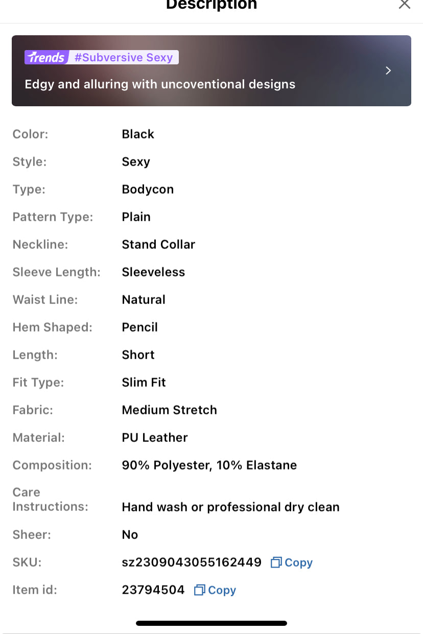 SHEIN BAE Mock Neck PU Leather Bodycon Dress (v)