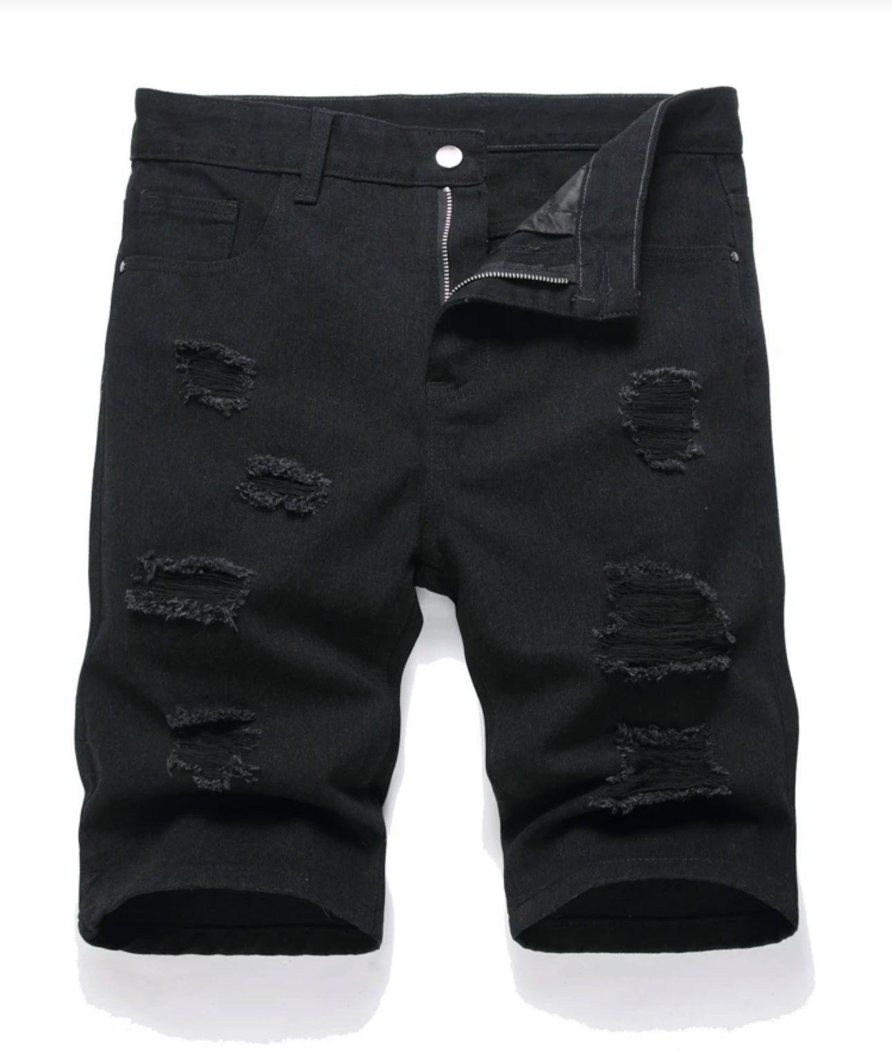 European And American Men Paint Splashed Ripped Denim Shorts
