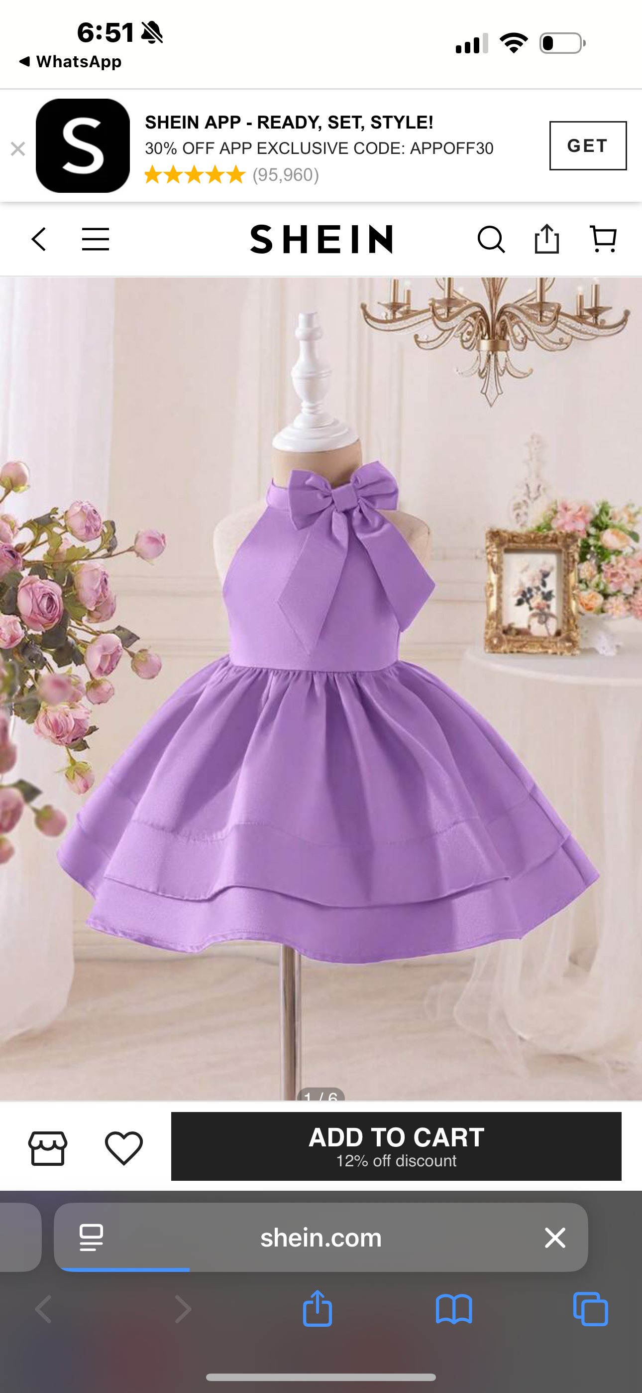 SHEIN Baby Girl Charming Satin Plain Color Bowknot Waist Mini Dress, Summer