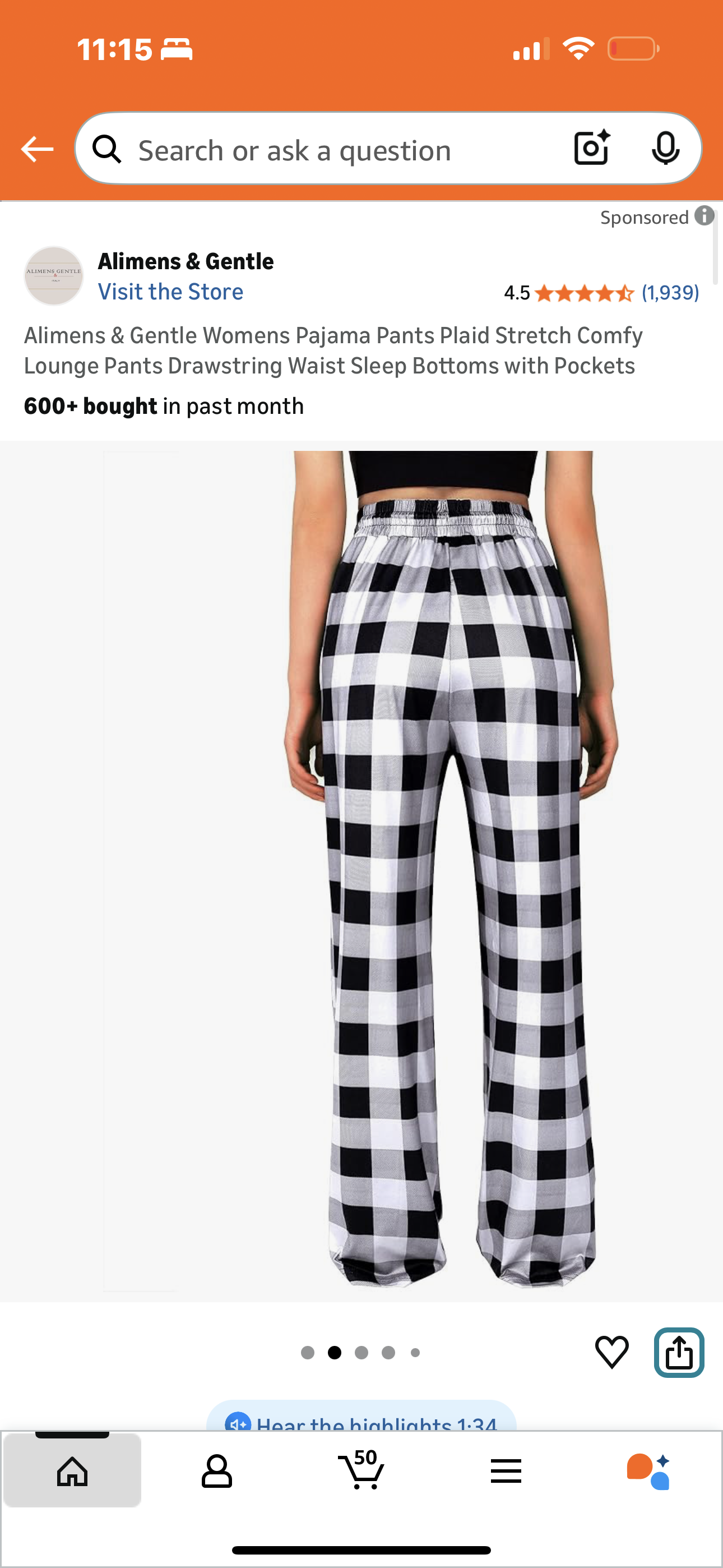 Alimens & Gentle Womens Pajama Pants Plaid Stretch Comfy Lounge Pants Drawstring Waist Sleep Bottoms with Pockets